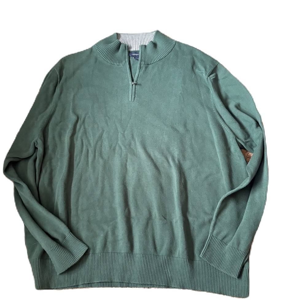 Lands' End Men's Zip Up Sweater Forest Green Xxl